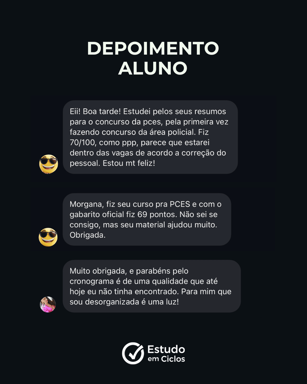 Depoimento de aluno aprovado
