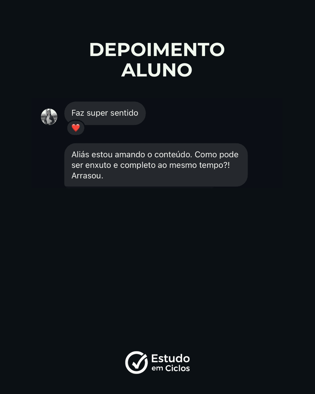 Depoimento de aluno aprovado