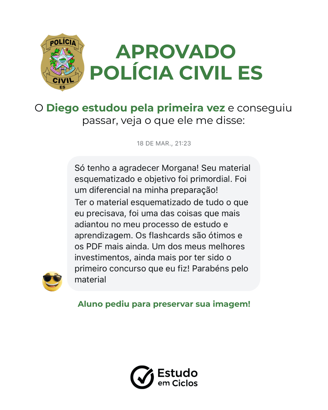 Depoimento de aluno aprovado — Diego