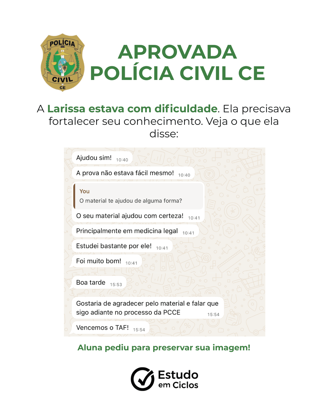 Depoimento de aluna aprovada — Larissa